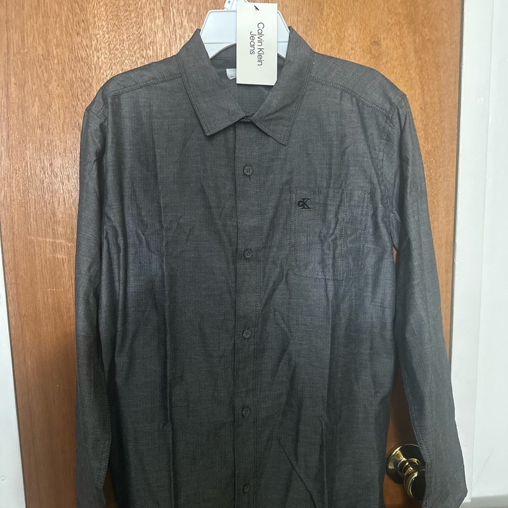 Calvin Klein Gray Button-Up Shirt